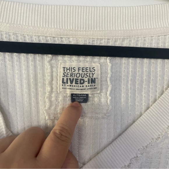 American Eagle AE Big Hug Oversized Waffle V Neck Pullover XL - Picture 4 of 4